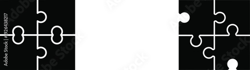 Puzzle icons set silhouette on white background