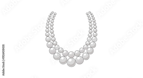 Elegant illustration of a classic double strand white pearl necklace draped gracefully against a plain background