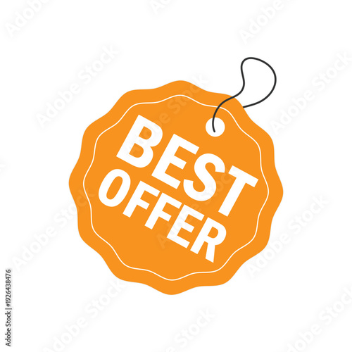Bright orange scalloped edge best offer promotional label badge