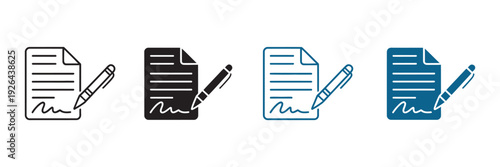 Document Signing Icons for Agreement Contract and Legal Signature, Digital Signature, Legal Document Icons, Contract Agreement, Business Workflow Vector Design