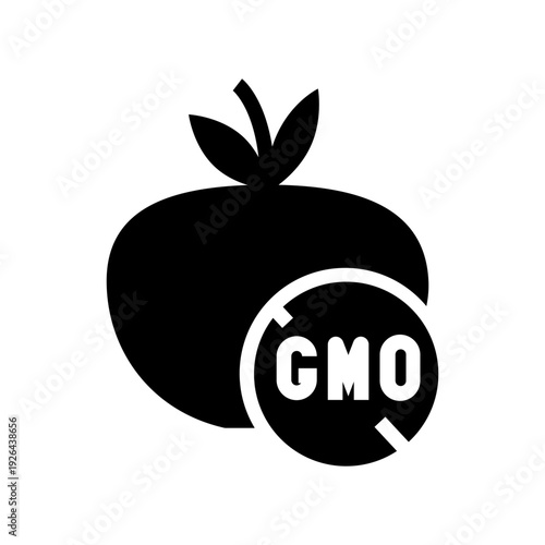 GMO free product military truck black glyph icon.