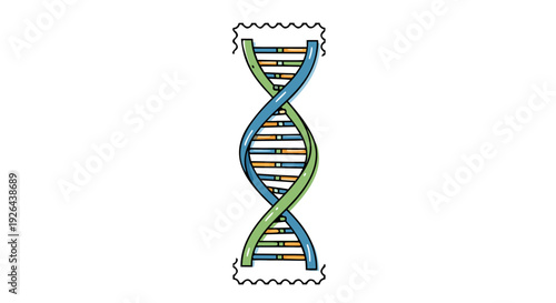 Hand drawn illustration representing the complex structure of the double helix dna molecule for science education