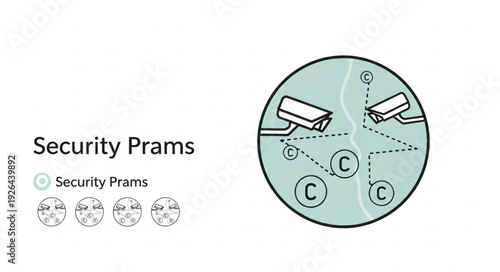 Security Prams Surveillance System with Cameras and Monitoring Circle.