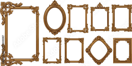 Elegant Ornate Vintage Picture Frames in Various Shapes for Decorative and Art Designs