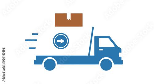 Blue Delivery Truck with Package and Arrow.