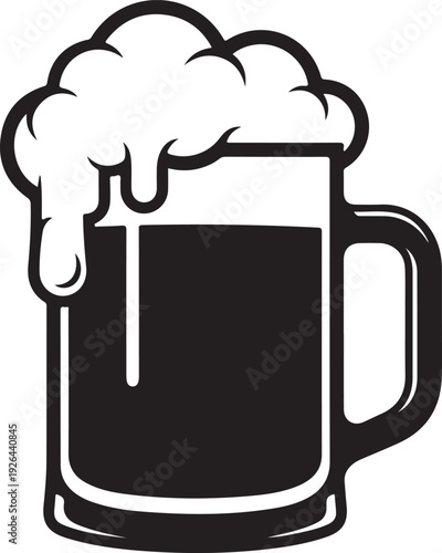 Black beer mug with foam drink 2