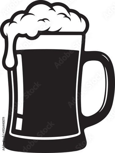 Black beer mug with foam drink 4