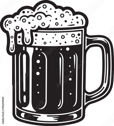 Black beer mug with foam froth 1