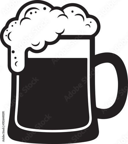 Black beer mug with foam froth 3