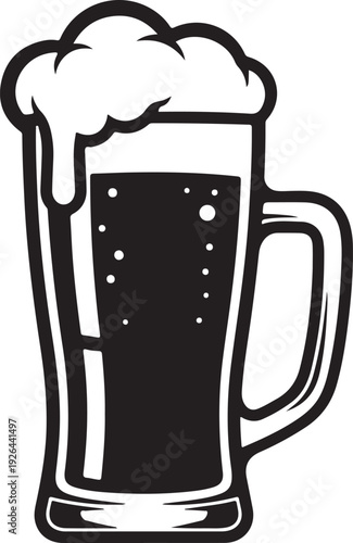 Black beer mug with foam glass drink alcohol