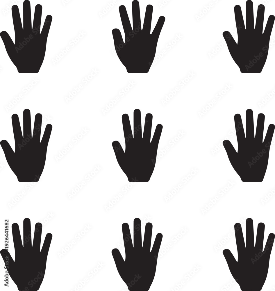 Obraz premium black silhouette hands on white background