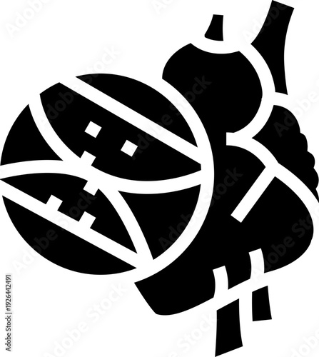 Coronary heart disease black glyph icon for digital and print projects.