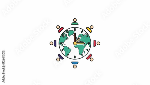 Green Globe With Colorful Magnifying Glasses.