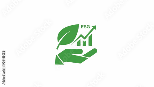 Green hand holding ESG leaf logo.