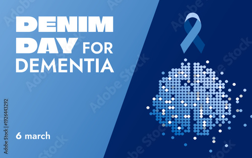 Denim day for dementia, social issues web banner, poster, background, march 6, social awareness symbol, vector