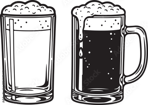 Two glasses of beer one light and one dark light beer