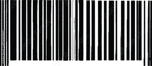 Black and white barcode pattern white background. Product barcode design in bold black, perfectly centered on white background, clean lines. 