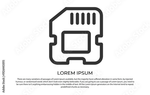 SD Card Memory Storage Media Line Icon Vector EPS