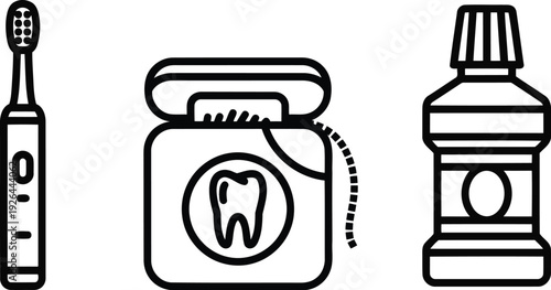 Vector of Oral hygiene set with toothbrush toothpaste and dental floss