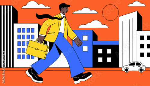 A businessman in a suit. A casual, simple illustration of going to work.