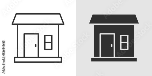 Storefront Icon representing retail business, shop management, and e-commerce presence. Stroke, filled, and colored vector illustration.