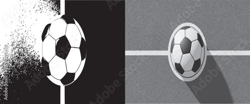 Minimal Soccer Ball Icon Set – Black and White Flat Design Collection