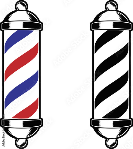 Barber Pole Vintage Hair Salon Vector Illustration