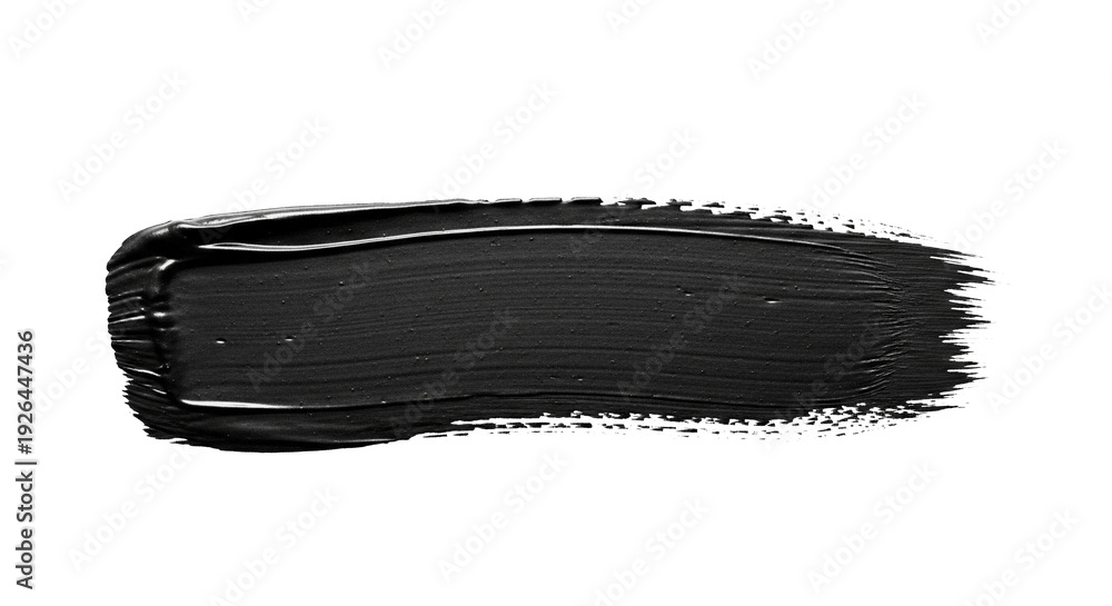Fototapeta premium Wide black paint brush stroke isolated on transparent background.