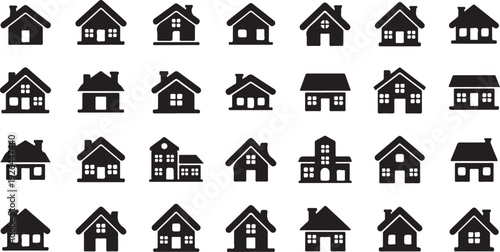 Black and white house homes silhouettes 2