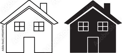 Black and white house with chimney and windows home