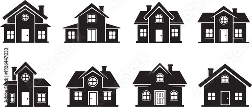 Black and white house with various architectural details