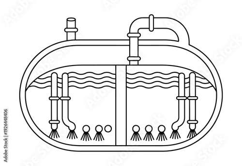 Septic Tank Thin Line Vector Illustration, Representing Wastewater Storage