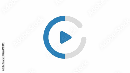 Blue Play Button Icon on White Background.