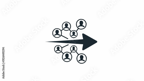 People Icons Connected by Lines with Arrow.