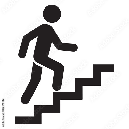 Walking up the stairs or staircase icon vector silhouette  

