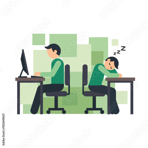 Tired Office Worker Sleeping