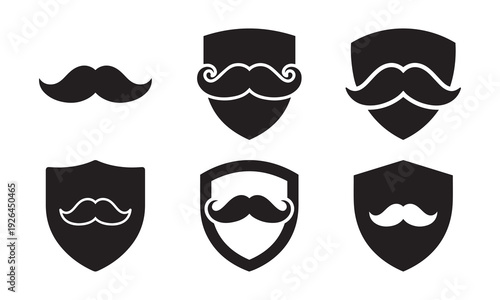 Mustache and Beard Icons on Shields, Evoking Masculinity, Style, and Gentrification