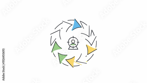 Person Icon with Colored Arrows Cycle.
