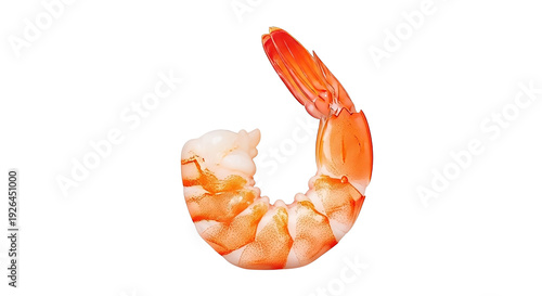 Perfectly cooked peeled shrimp isolated on transparent background, ready for culinary use