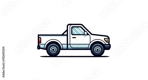 White Pickup Truck Side View.