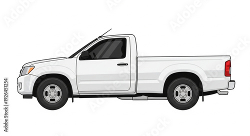 White Pickup Truck Side View.