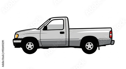 White Pickup Truck Side View.