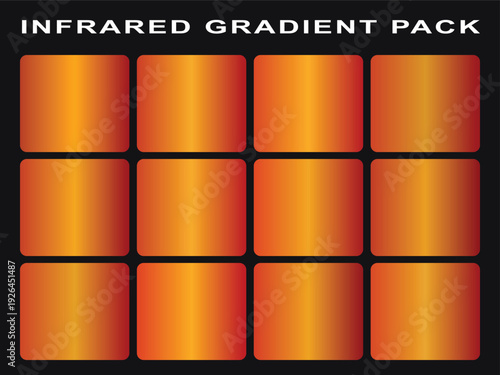 Infrared Gradient Pack Orange Red Warm Color Swatch Collection Vector