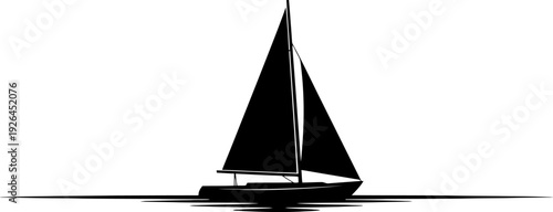 Sailing Boat Silhouette Vector Illustration
