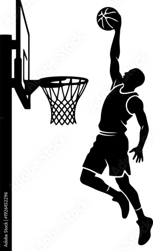 Basketball Player Dunking Silhouette Vector Illustration