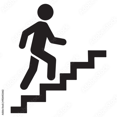 Walking up the stairs or staircase icon vector silhouette  
