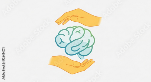 Hands cradling a brain symbolizing care and protection of mental health and wellness