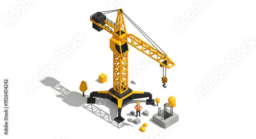 Yellow Crane Construction Equipment Model.