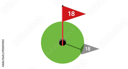 Golf hole with flag icon on green circular background