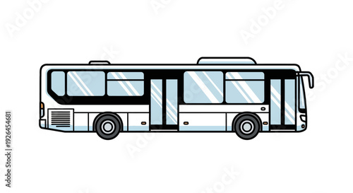 Flat vector illustration of a modern city bus in profile view